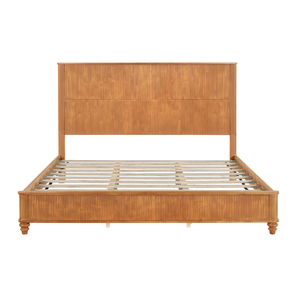 3-Piece Bedroom set with a King Size Bed and 2 Nightstands, Natural - Grand Goldman Shop
