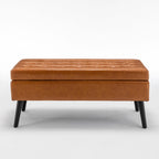 Storage Bench with Storage Bench for Bedroom End of Bed Bench Foot of Bed Bench Entryway Bench Storage Ottoman Bench 43.3' W x 17.7' Brown Leather Bench - Grand Goldman Shop