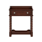 Retro Style Nightstand with Drawer and Open Shelf for Bedroom, Bedside Table with Turned Legs and Metal Handle,Walnut - Grand Goldman Shop