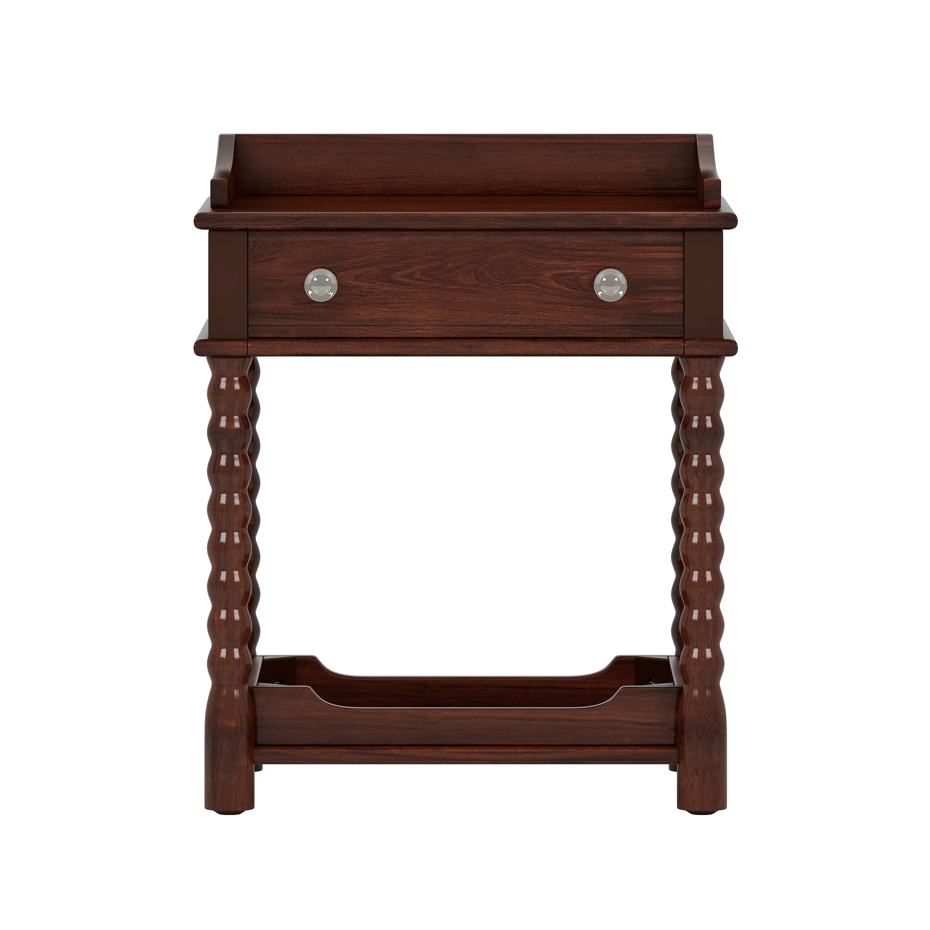 Retro Style Nightstand with Drawer and Open Shelf for Bedroom, Bedside Table with Turned Legs and Metal Handle,Walnut - Grand Goldman Shop