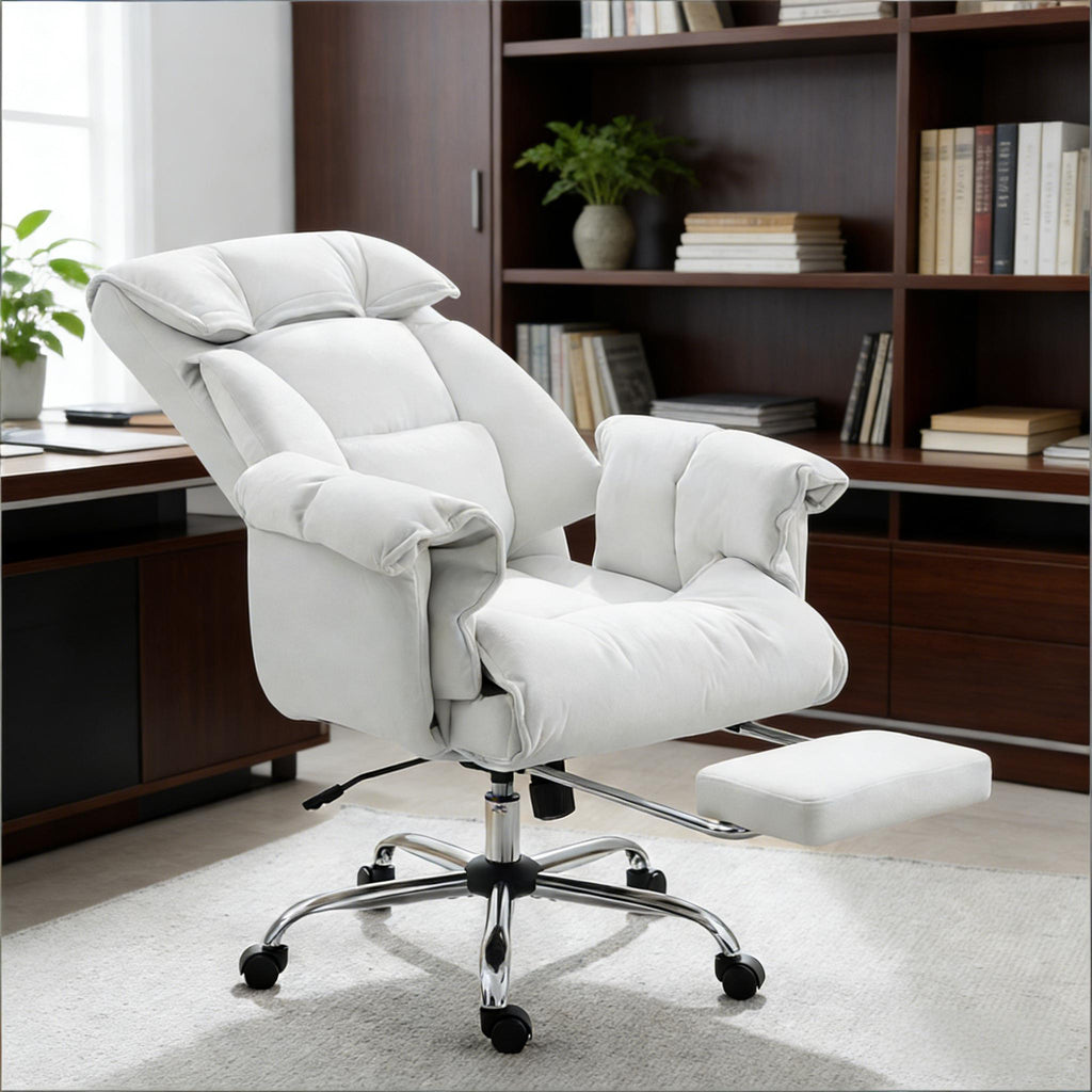 Reclining Desk Chair with Footrest,High Back Office Chair - Grand Goldman