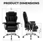 Office Chair, Big and Tall Executive Office Chair with Footrest, Leather Computer Chair, Ergonomic Reclining Chair High Back,