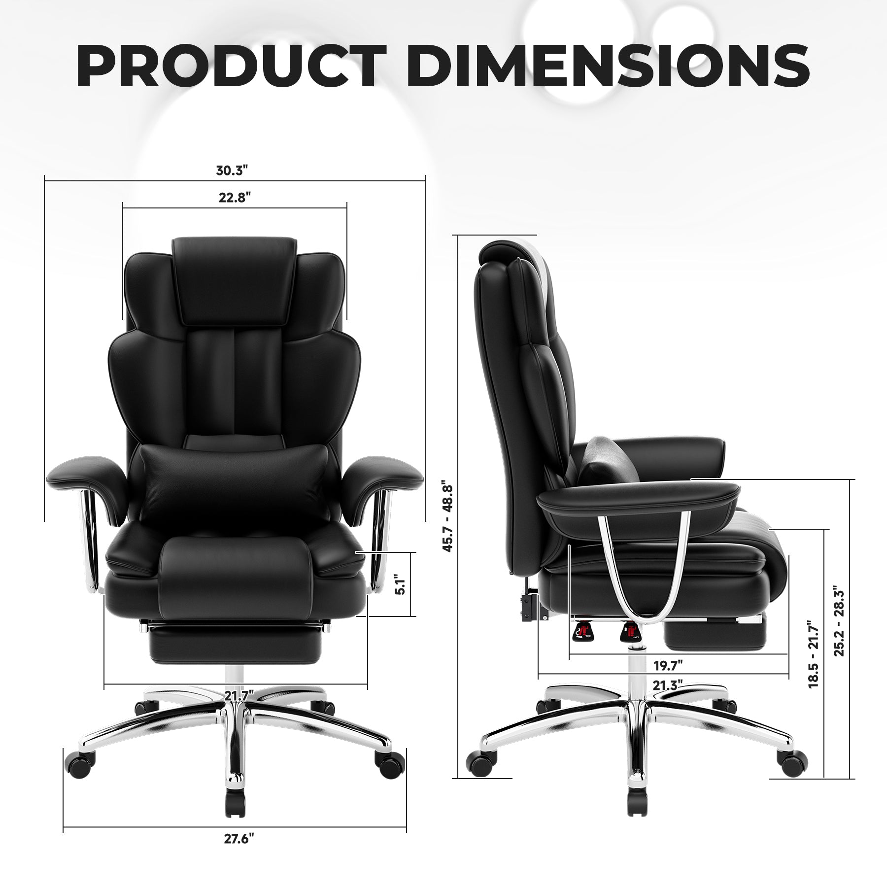 Office Chair, Big and Tall Executive Office Chair with Footrest, Leather Computer Chair, Ergonomic Reclining Chair High Back,