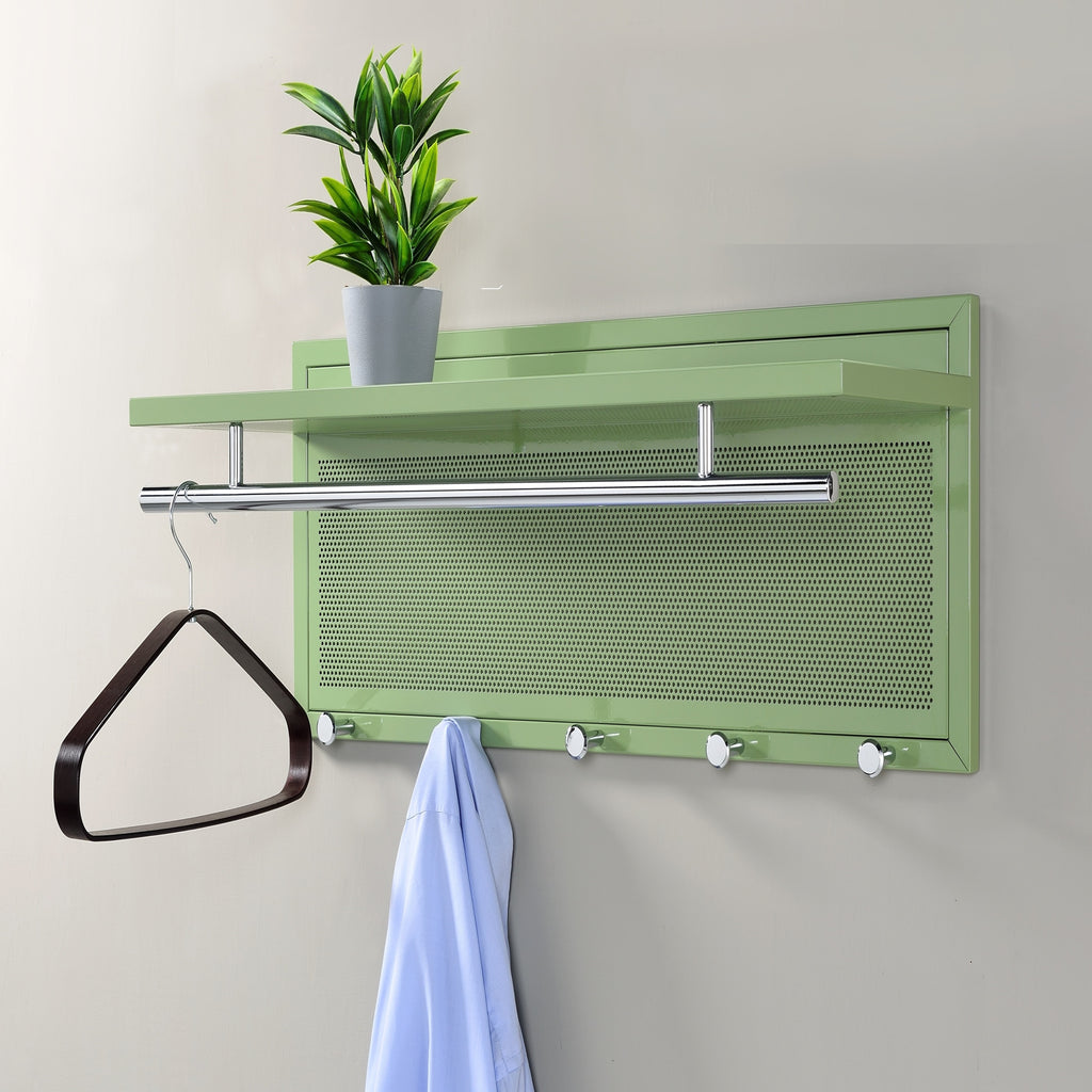 Esyspot Metal Powder Coating Hook Wall Mounted with Shelf Green Metal 29.53 inches - Grand Goldman Shop