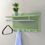 Esyspot Metal Powder Coating Hook Wall Mounted with Shelf Green Metal 29.53 inches - Grand Goldman Shop