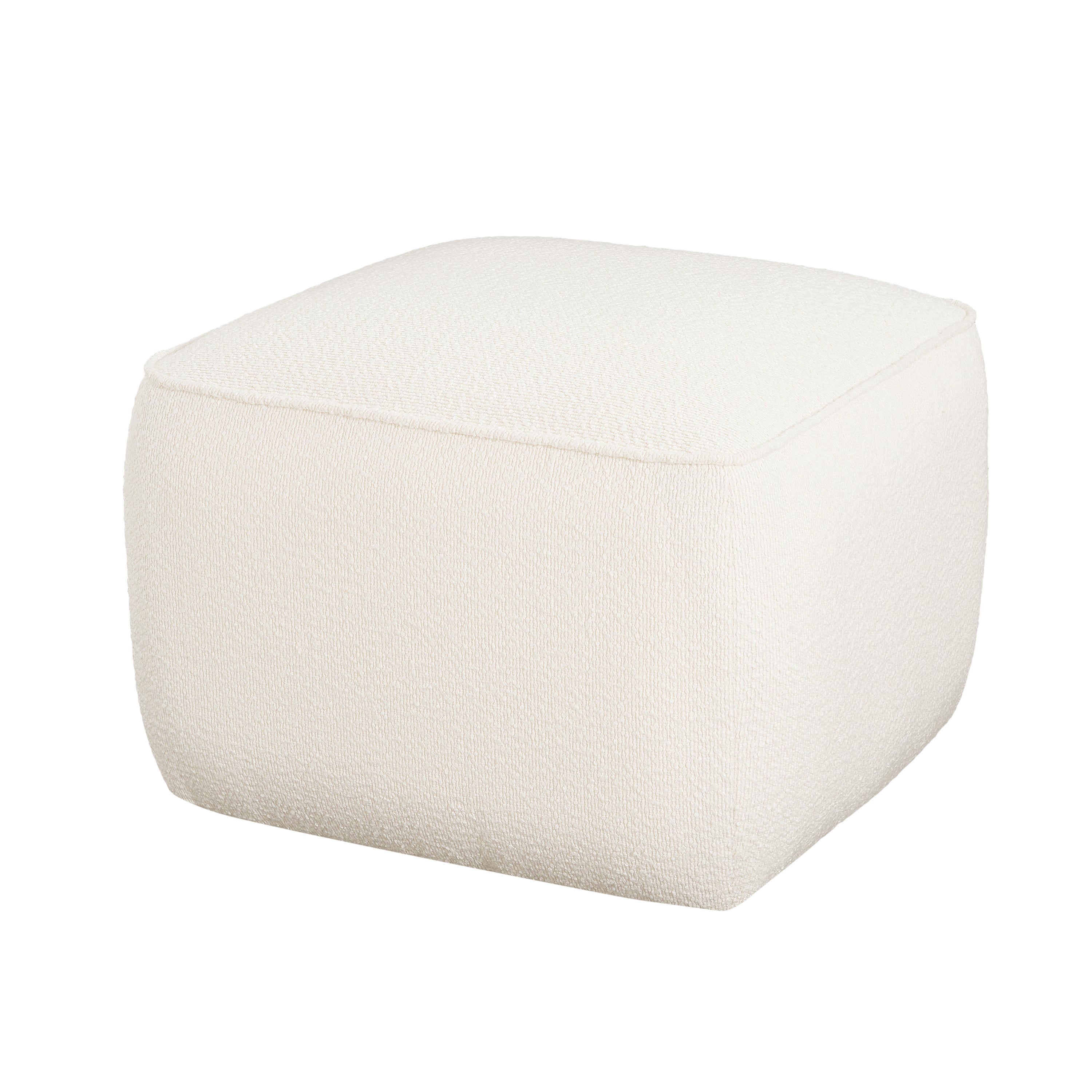 Upholstered Square Ottoman,White,Boucle - Grand Goldman Shop