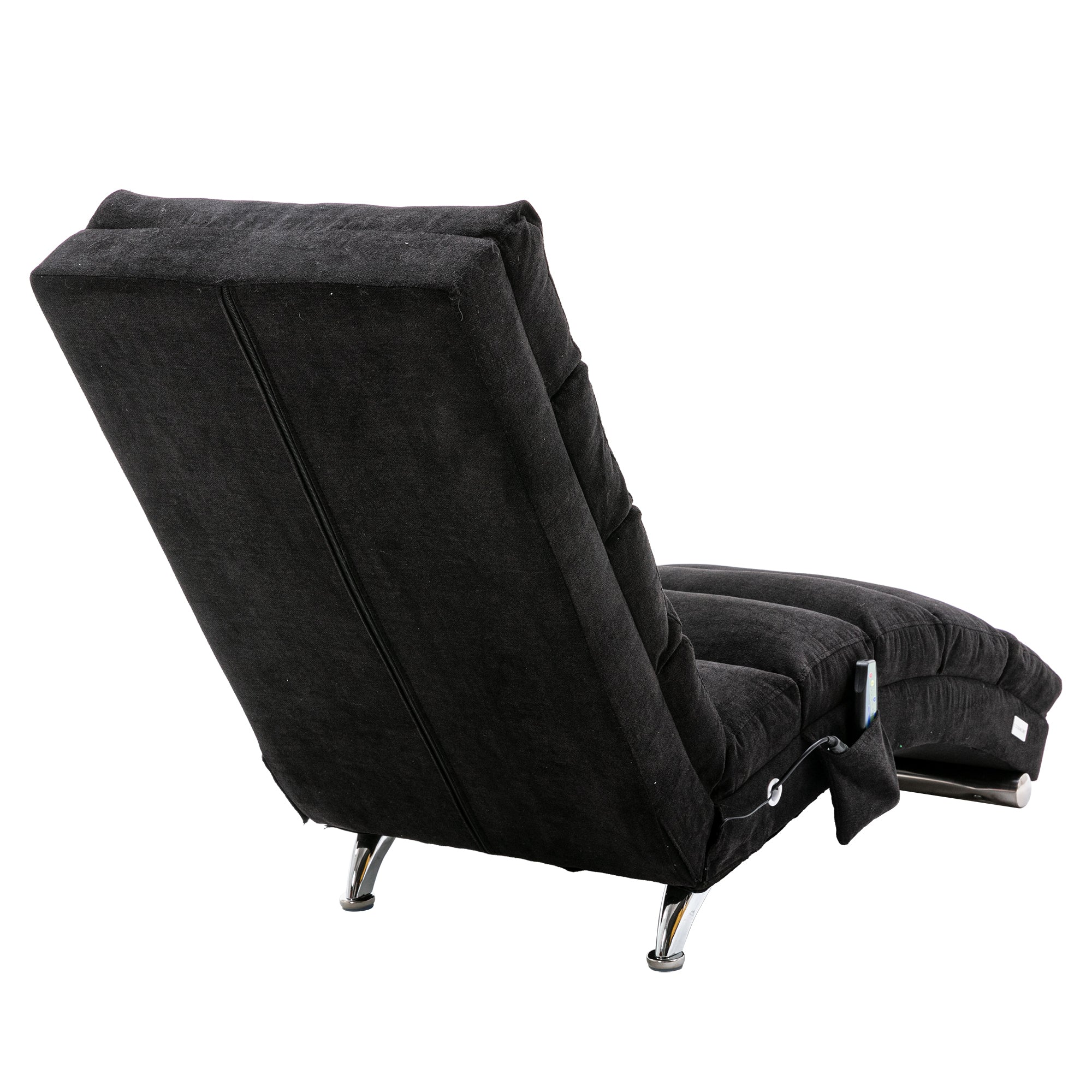 COOLMORE Luxury Upholstered Chaise Lounge Chair with Vibration for Relaxation, Modern Fixed Back Fabric Leisure Recliner Sofa for Living Room/Bedroom - Grand Goldman Shop