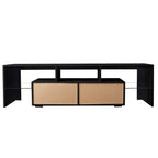Modern Black TV Stand, 20 Colors LED TV Stand w/Remote Control Lights - Grand Goldman Shop