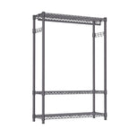 Heavy Duty Garment Rack, Freestanding Clothing Rack for Hanging Clothes with 1 Rod, 3 Tiers & Side Hooks, Adjustable Metal Wardrobe Closet Organizer, 45.3' W x 15.7' D x 72.4' H, Dark Grey - Grand Goldman Shop