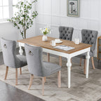 Nikki Collection Modern, High-end Tufted Solid Wood Contemporary Flax Upholstered Linen Dining Chair with Wood Legs Nailhead Trim 2-Pcs Set,Gray, SW6801GY - Grand Goldman Shop