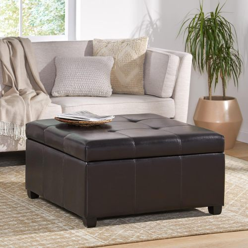35inch Storage Ottoman,Large Square Ottoman Bench with Storage,Tufted Ottomans Footstool for Living Room - Grand Goldman Shop