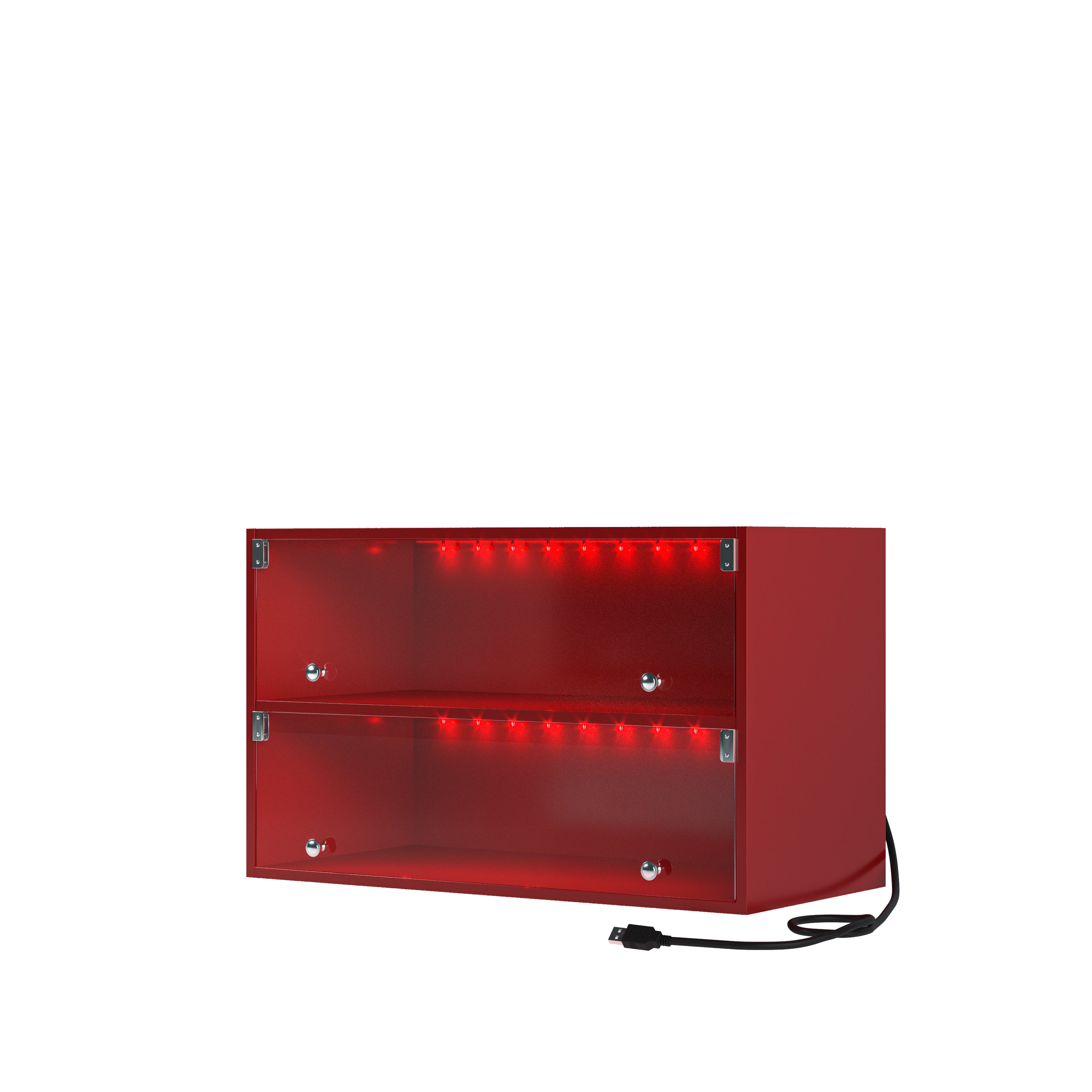 Red Glass Door Shoe Box Shoe Storage Cabinet For Sneakers With RGB Led Light - Grand Goldman Shop