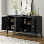 TREXM Retro Sideboard door with Circular Groove Design Round Metal Door Handle for Entrance, Dinning Room, Living Room (Black) - Grand Goldman Shop