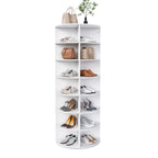 Rotating Shoe Rack Tower, 7-Tier Spinning Storage Rack, Free Standing 360° Revolving Organizer in White with Durable PVC Construction - Grand Goldman Shop