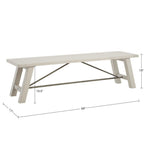 Sonoma Dining Bench Rustic Style Solid Wood White Wash Finish 66x17x18 inches - Grand Goldman Shop