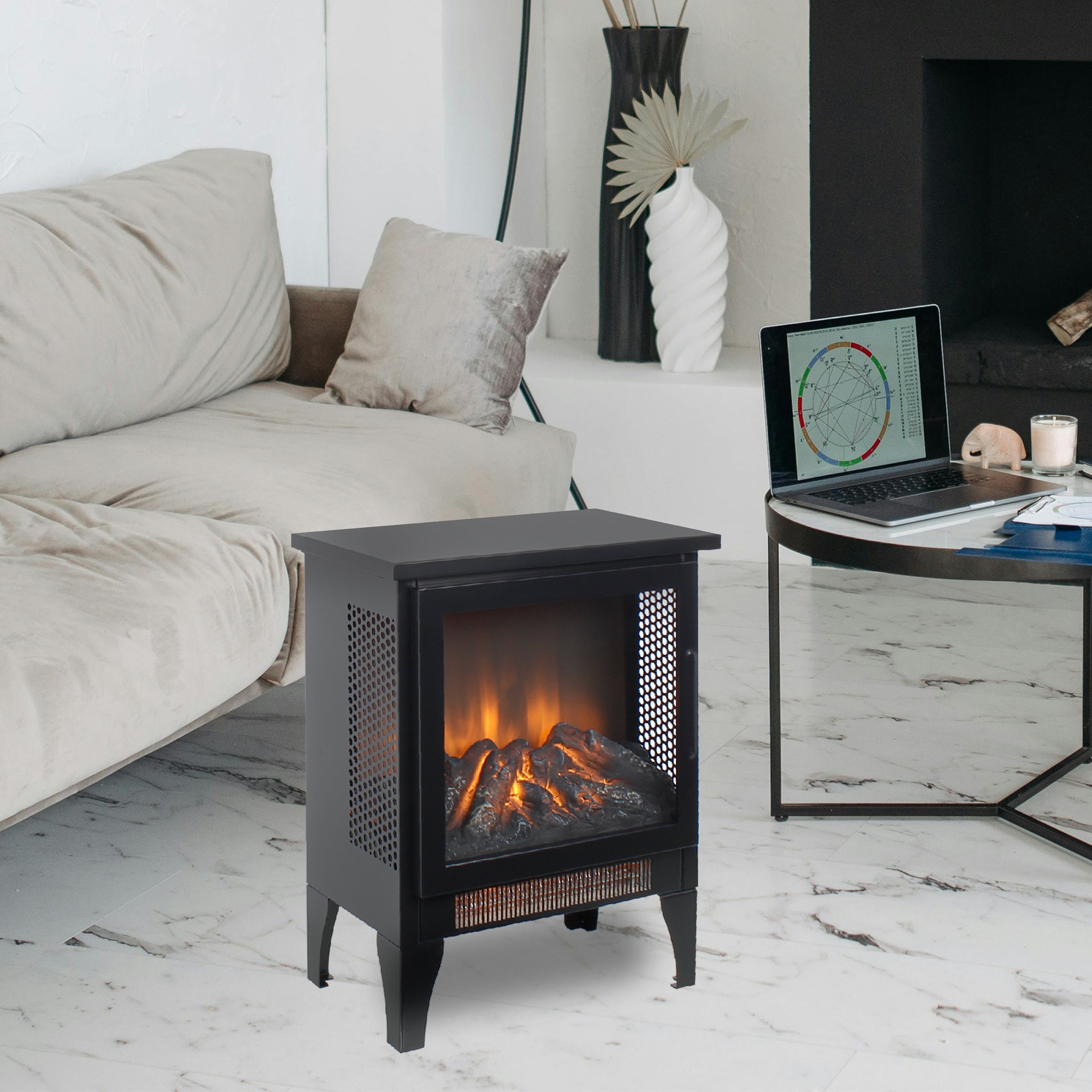18 inch Freestanding Electric Fireplace Stove heater with 3D Flame effect - Grand Goldman Shop