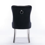 Nikki Collection Modern, High-end Tufted Solid Wood Contemporary Velvet Upholstered Dining Chair with Chrome Stainless Steel Plating Legs,Nailhead Trim,Set of 2,Black and Chrome, SW1701BK - Grand Goldman Shop