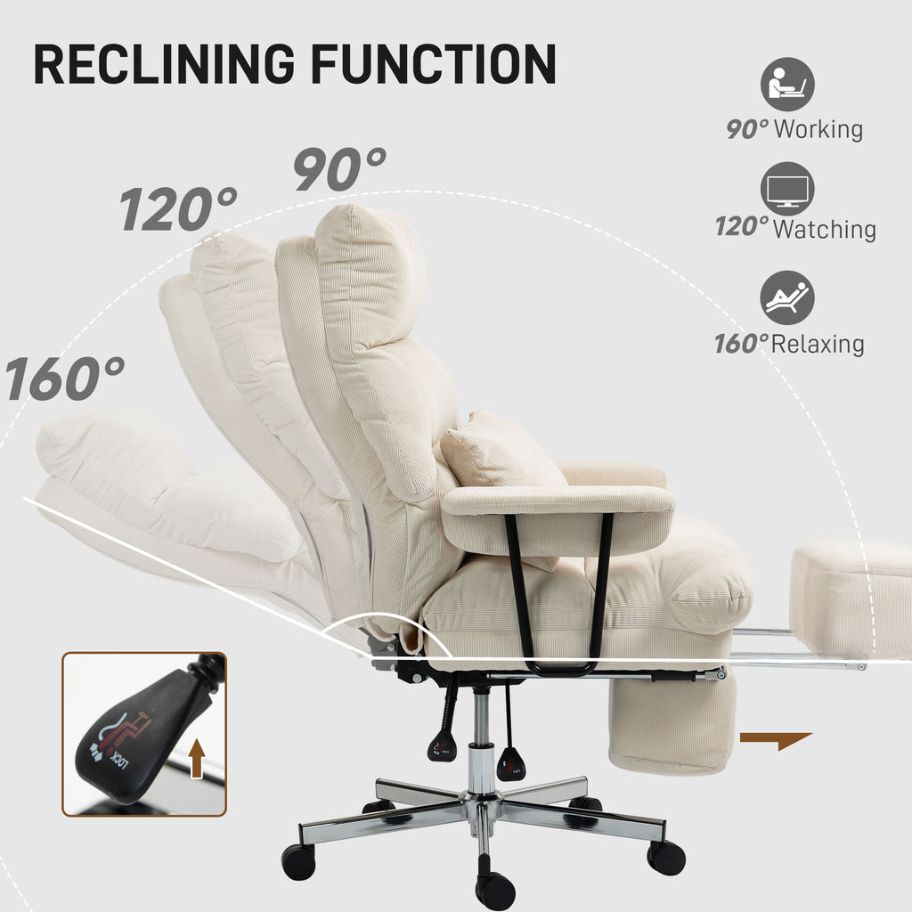 Overstuffed Office Chair with Lumbar Support , Cream White - Grand Goldman