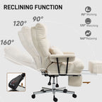 Overstuffed Office Chair with Lumbar Support , Cream White - Grand Goldman