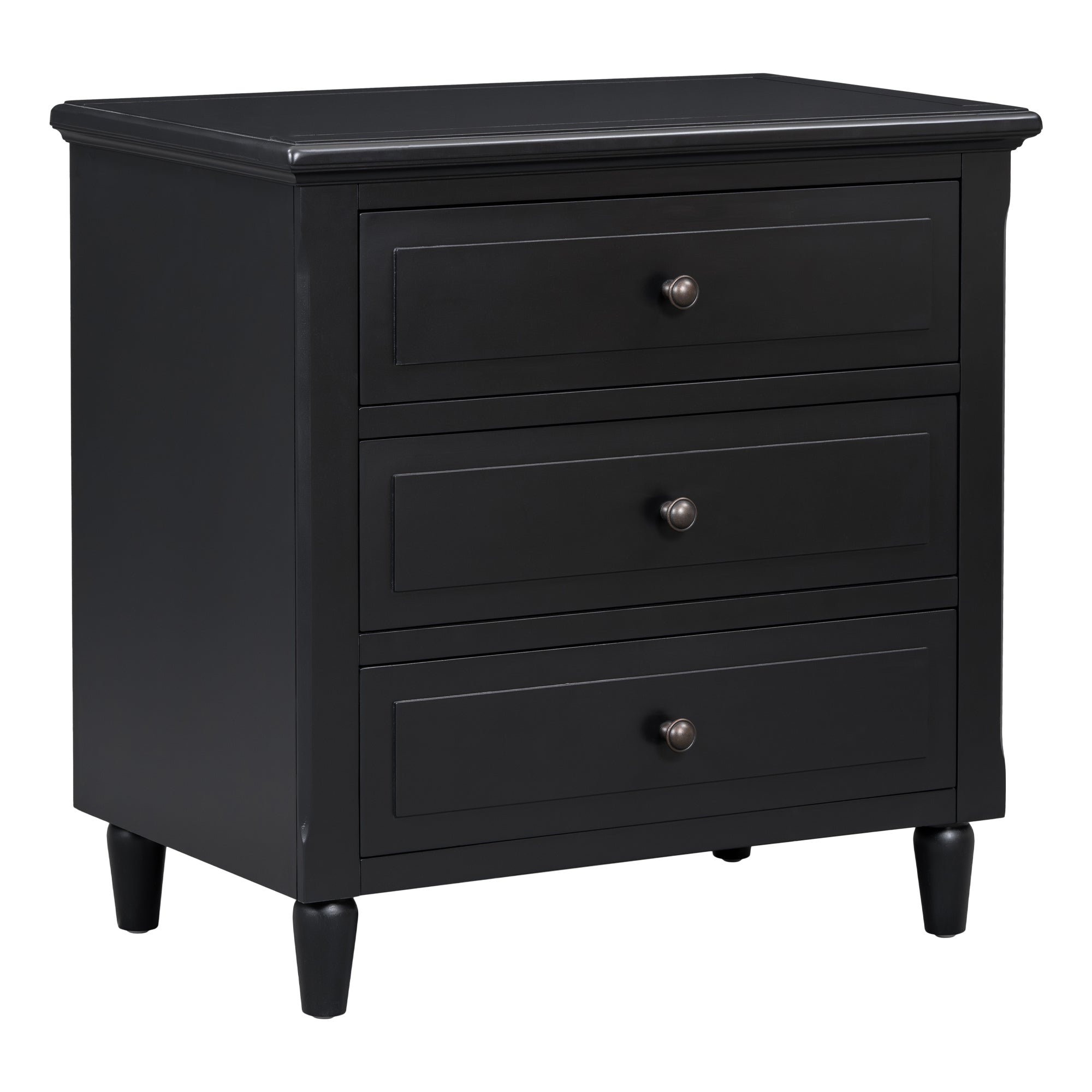 U_STYLE 28''painted Nightstand with 3 Drawers and Smooth Gliding Rails ,Simple Bedside Cabinet with Metal handle, Minimalist Sofa Side Table with rubber legs for Bedroom Sofa Couch Office - Grand Goldman Shop