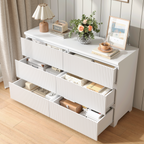 Modern White 6 Drawer Dresser, Wave Panel Drawer Fronts, Storage Cabinet, Versatile Chest of Drawers for Bedroom, Living Room - Sleek & Spacious Home Storage Solution - Grand Goldman Shop