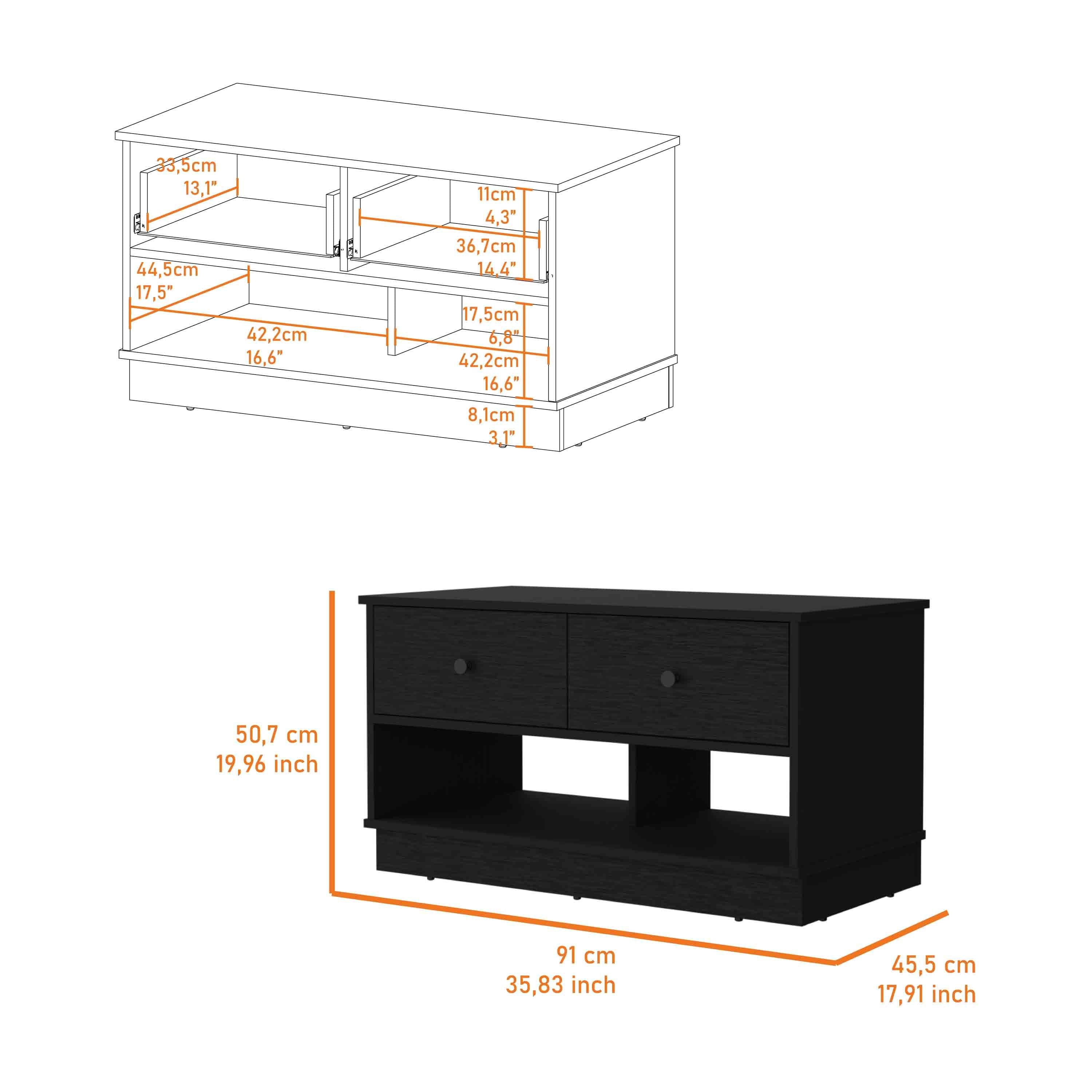 Tulip Storage Bench, Two Drawers, Two Shelves - Grand Goldman Shop