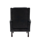 Modern Accent Armchair with Sturdy Wood Legs in Black PU Leather for Living Room or Bedroom - Grand Goldman Shop