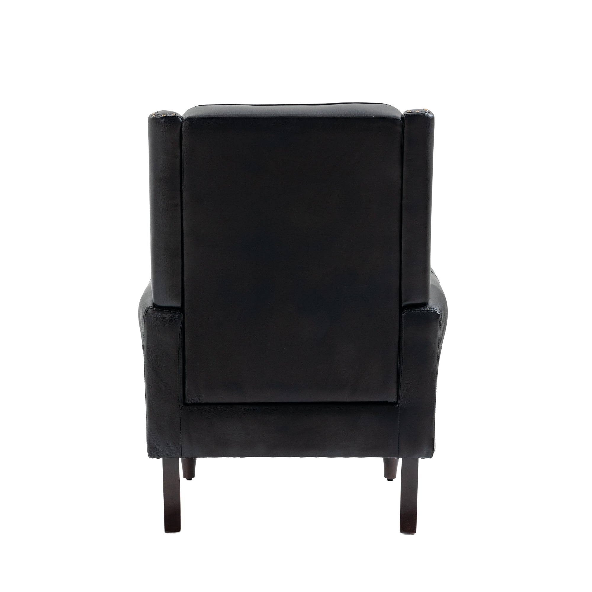Modern Accent Armchair with Sturdy Wood Legs in Black PU Leather for Living Room or Bedroom - Grand Goldman Shop