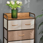 HOMCOM 5-Drawer Dresser, Fabric Drawers, 4-Tier Storage Organizer for Bedroom Entryway, Tower Unit with Steel Frame Wooden Top, Maple Wood - Grand Goldman Shop