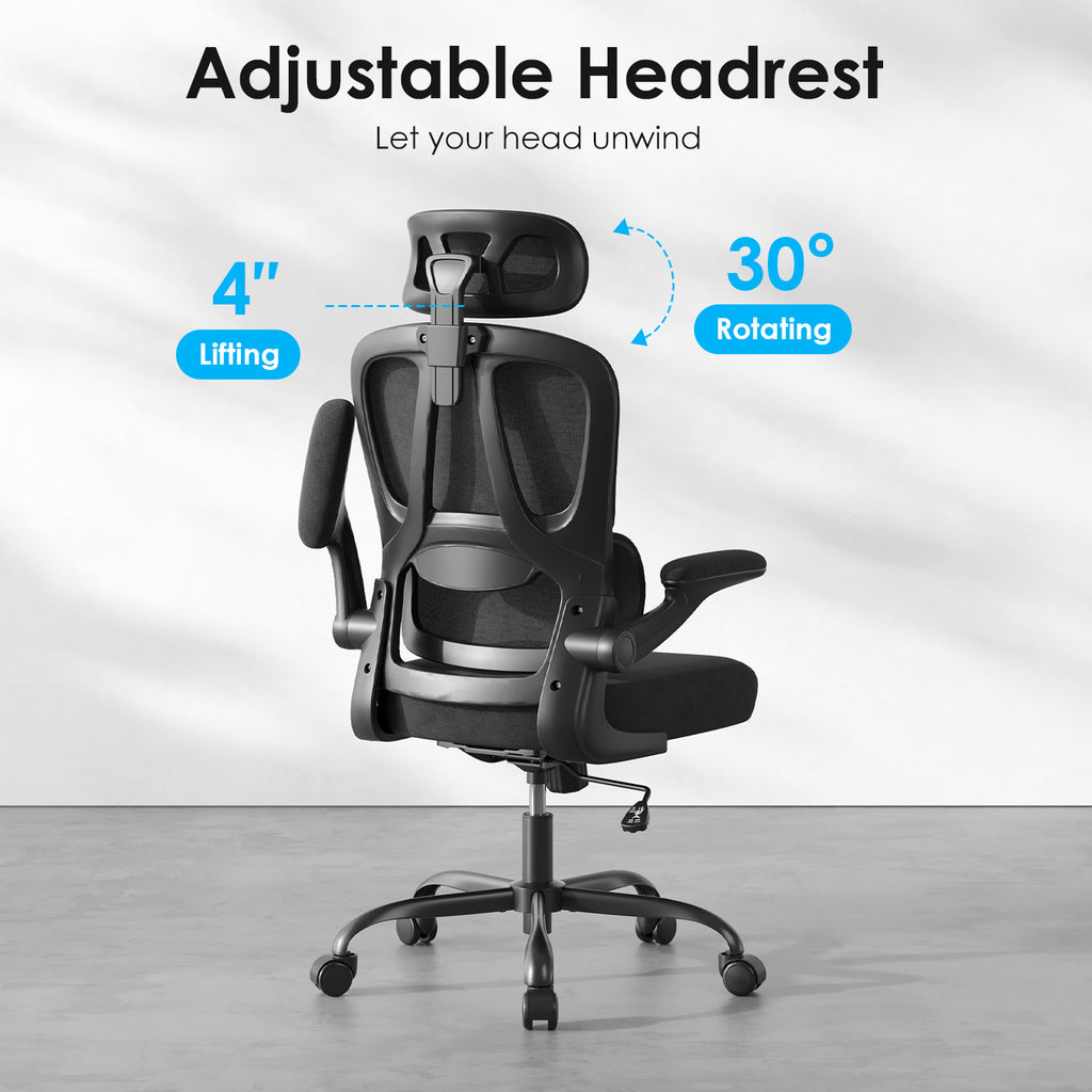Ergonomic Office Chair, Desk Chair with Headrest and Lumbar Support, High Back Swivel Home Office Chair with Headrest for Hom