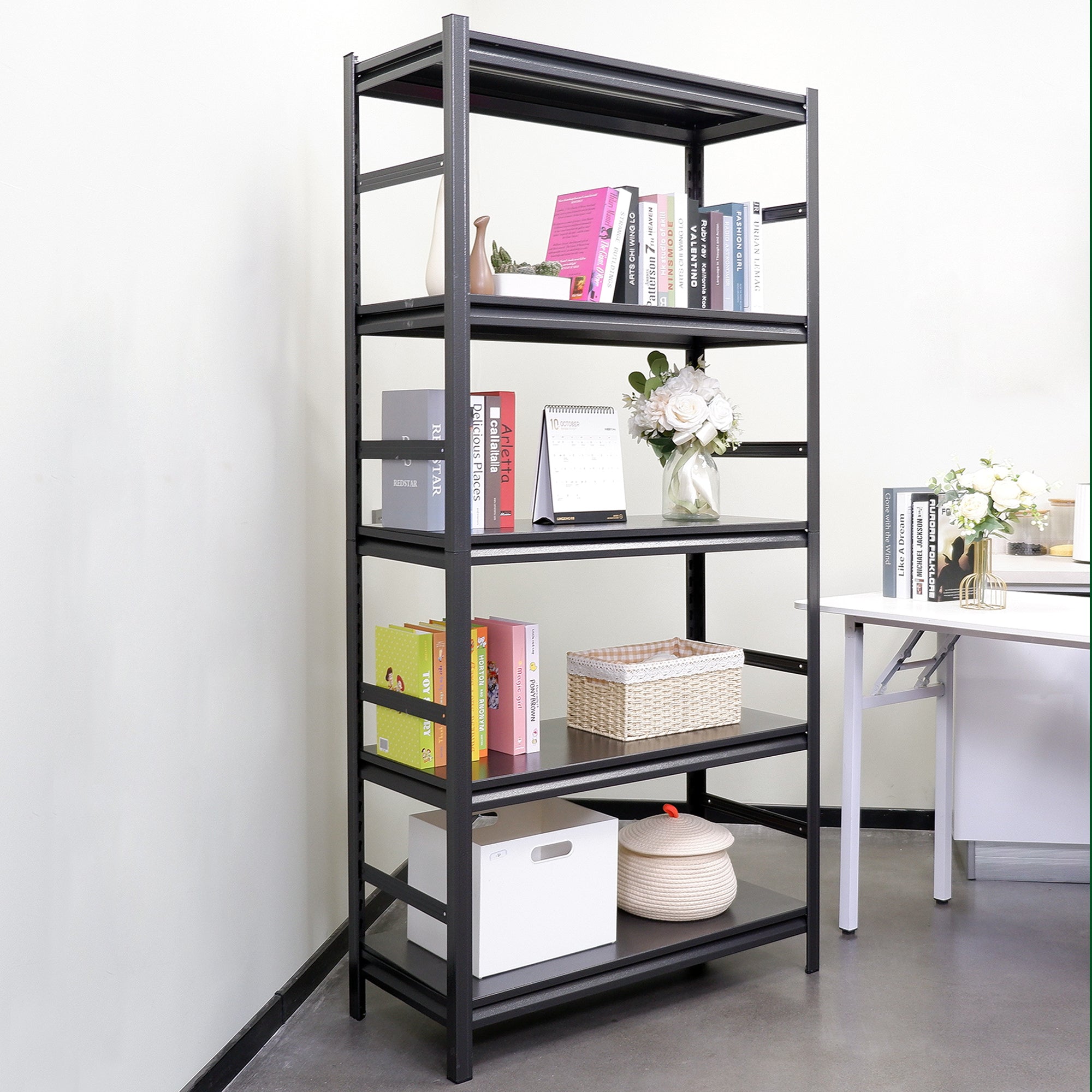 Storage Shelves 5 Tier Heavy Duty Metal Shelving Unit Adjustable Shelving Units and Storage Rack Kitchen Garage Shelf H72 * W35.4 * D15.7 - Grand Goldman Shop