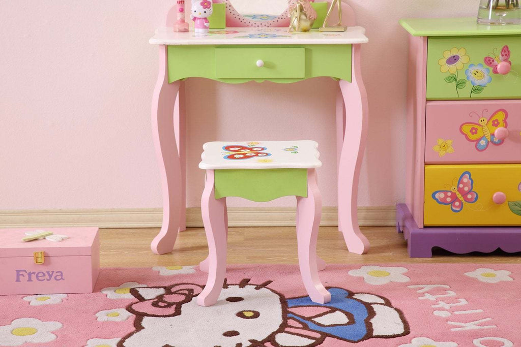 Kids Funnel Layla Girls Flower Vanity Set with Stool | Premium Home Decor - Grand Goldman
