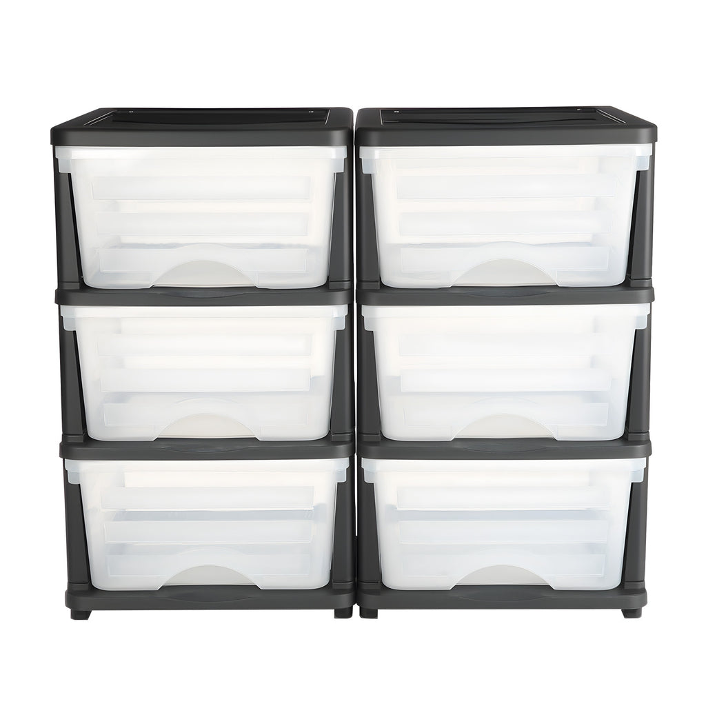 2 Pack Plastic Storage Drawers Storage Dresser Organizer Bins 6 Drawers - Grand Goldman Shop