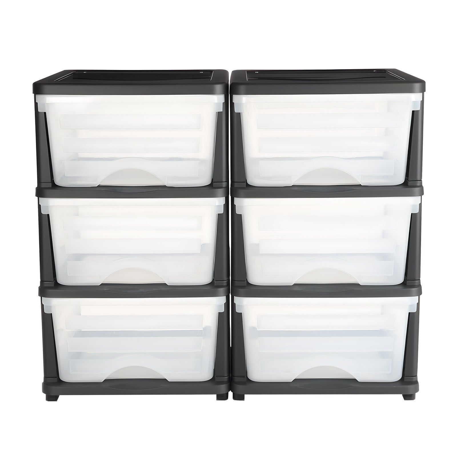 2 Pack Plastic Storage Drawers Storage Dresser Organizer Bins 6 Drawers - Grand Goldman Shop