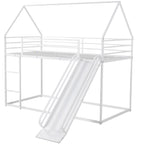 Zulah Twin over Twin House Bunk Bed with Ladder and Slide, White - Grand Goldman Shop