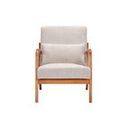 Mid-Century Modern Accent Chair with Pillow Upholstered Arm Chair in Beige Polyester and Solid Wood Frame (beige) - Grand Goldman Shop