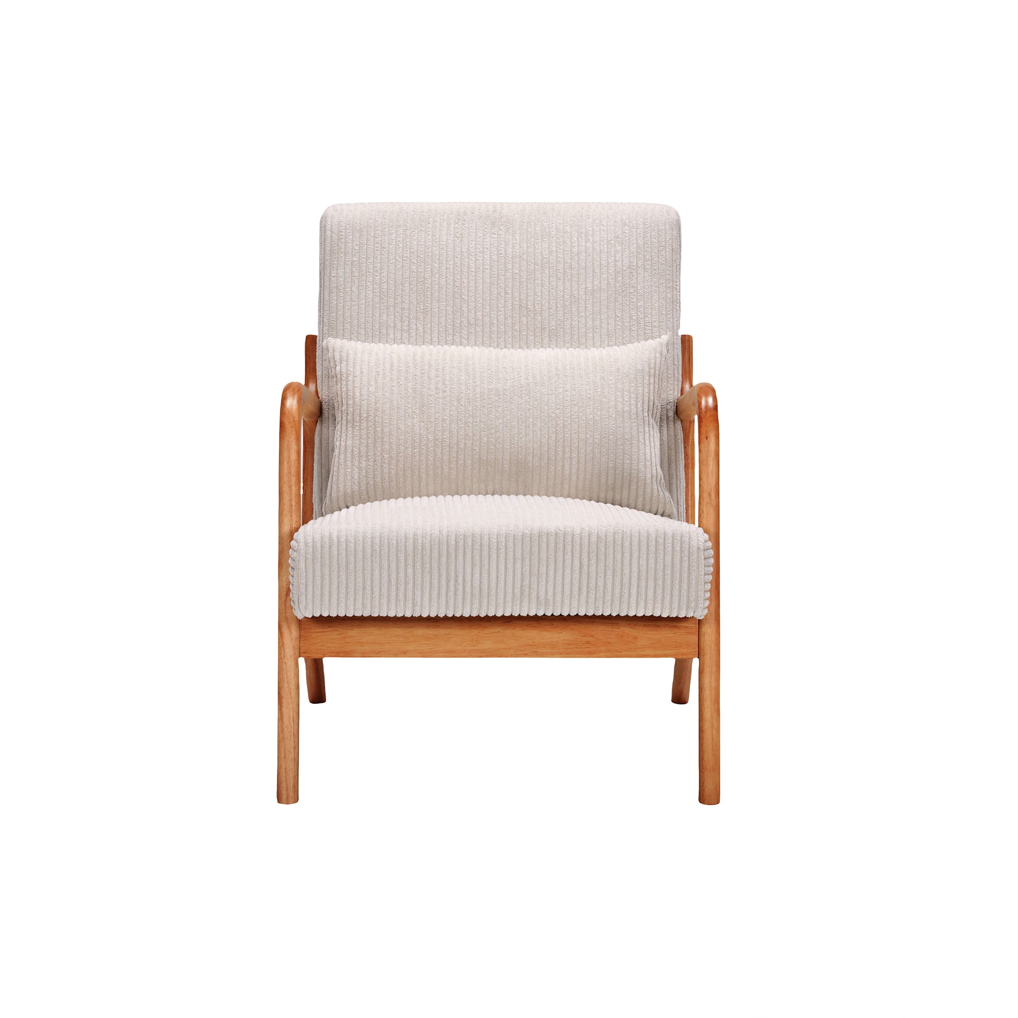 Mid-Century Modern Accent Chair with Pillow Upholstered Arm Chair in Beige Polyester and Solid Wood Frame (beige) - Grand Goldman Shop