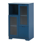 Navy Blue MDF Painted Cabinet with Glass Doors, Drawer, and Open Storage Space for Bedroom and Living Room - Grand Goldman Shop