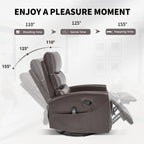Heat Massage Manual Recliner Chair with Rocker and Swivel in Fabric for Living Room, Brown - Grand Goldman Shop