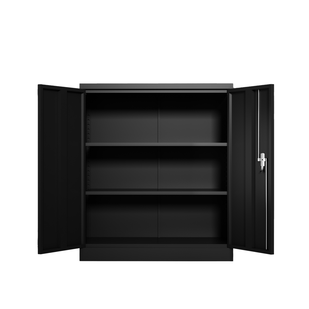 Metal Storage Cabinet with 2 Doors and 2 Shelves, Lockable Steel Storage Cabinet for Office, Garage, Warehouse | Premium Home
