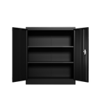 Metal Storage Cabinet with 2 Doors and 2 Shelves, Lockable Steel Storage Cabinet for Office, Garage, Warehouse | Premium Home