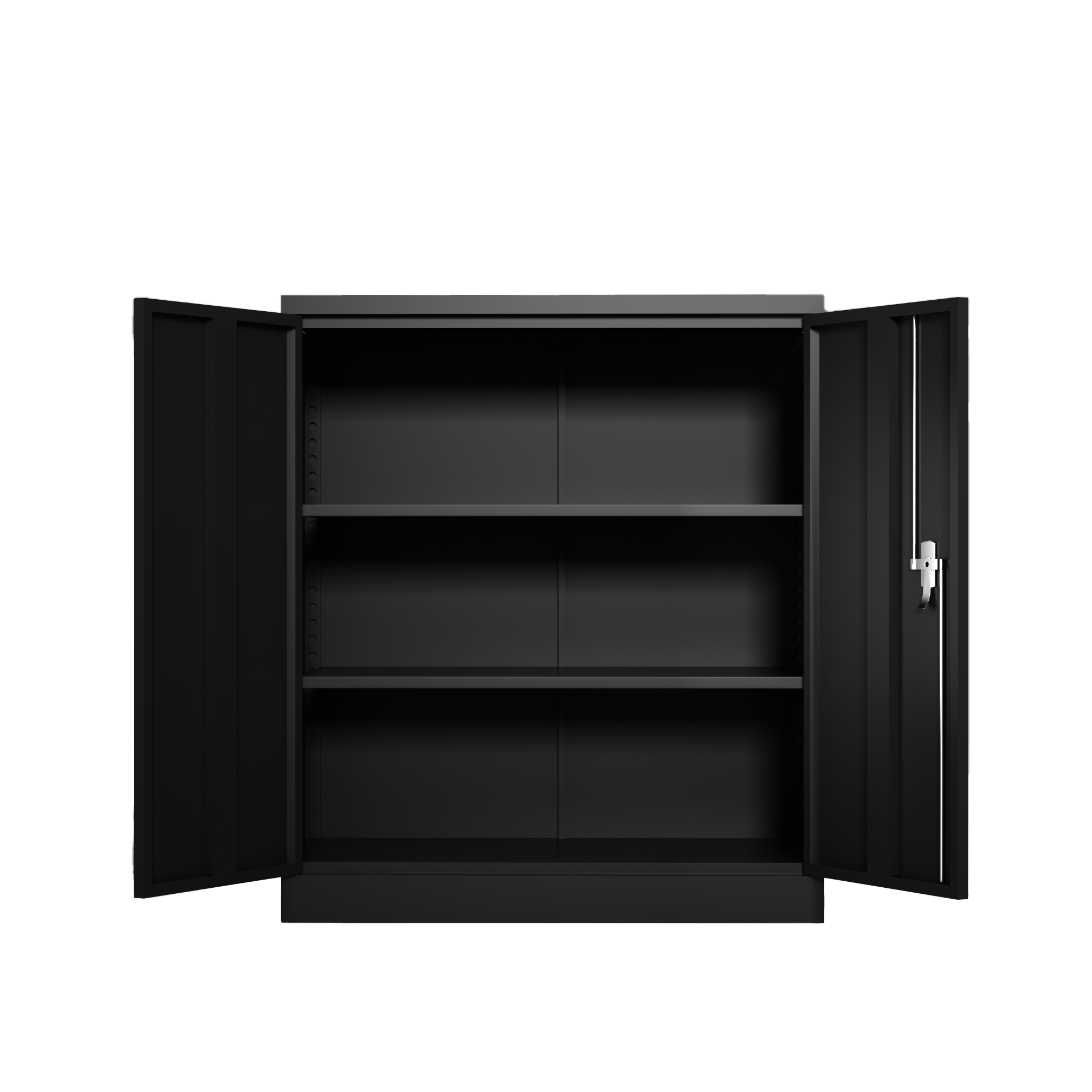 Metal Storage Cabinet with 2 Doors and 2 Shelves, Lockable Steel Storage Cabinet for Office, Garage, Warehouse | Premium Home