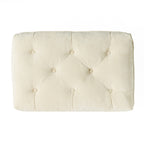 LOFTON Pillow Top Ottoman with Button Tufting in Cream Fabric, 28 Inch - Grand Goldman Shop