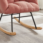 Glider Chair for Living Room Tufted Upholstered Teddy Fabric Rocking Chair with Metal Frame Accent Chair Pink - Grand Goldman Shop
