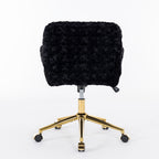 Stylish A&A Furniture Office Chair,Artificial rabbit hair Home Office Chair with Golden Metal Base,Adjustable Desk Chair Swiv