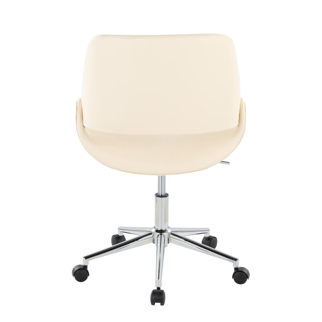 Contemporary Office Chair in Chrome Metal and Cream Faux Leather | Premium Home Decor - Grand Goldman