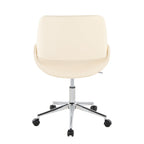 Contemporary Office Chair in Chrome Metal and Cream Faux Leather | Premium Home Decor - Grand Goldman