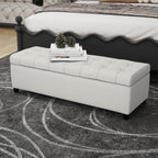 Upholstered Storage Ottoman Bench, Entryway Bench, End of Bed Bench, Ottoman Foot Rest for Bedroom, Light Grey, 300lbs - Grand Goldman Shop