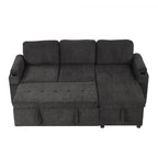 Black Convertible L-shaped Sofa Couch with Storage, Cup Holders, USB Ports, Chenille Fabric, 83.5' - Grand Goldman Shop