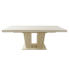 Rectangular extendable dining table, suitable for 6-10 people, with veined travertine pattern, dimensions 160-200 cm, simple and elegant. - Grand Goldman Shop
